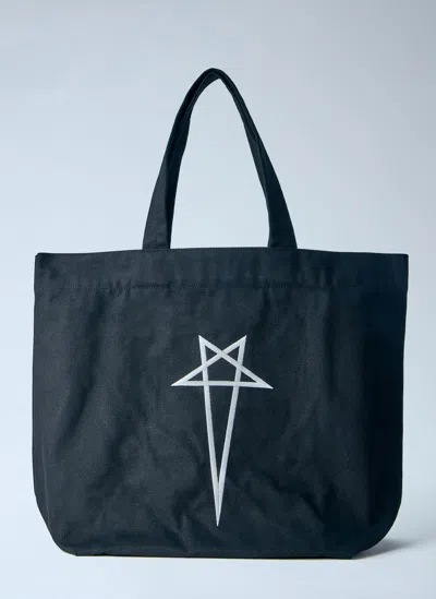 Rick Owens X Champion Xchampion Graphic-print Canvas Tote Bag In Black