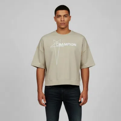 Pre-owned Rick Owens X Champion Beige Jersey Cropped Tommy T-shirt Xs In Sand