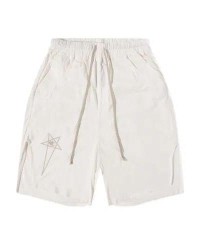 Rick Owens X Champion Beveled Pods Logo Shorts In White