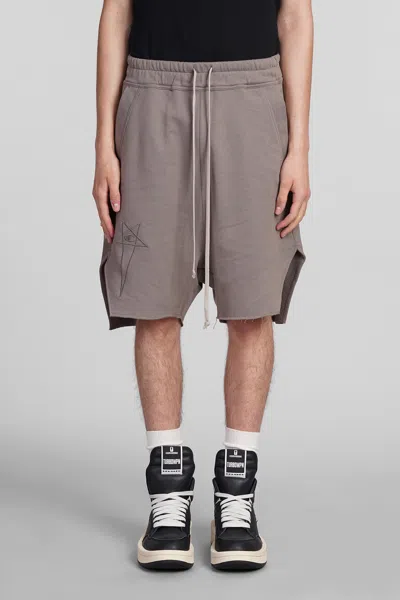 RICK OWENS X CHAMPION BEVELED PODS SHORTS IN GREY COTTON