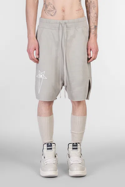 Rick Owens X Champion Beveled Pods Shorts In Taupe Cotton