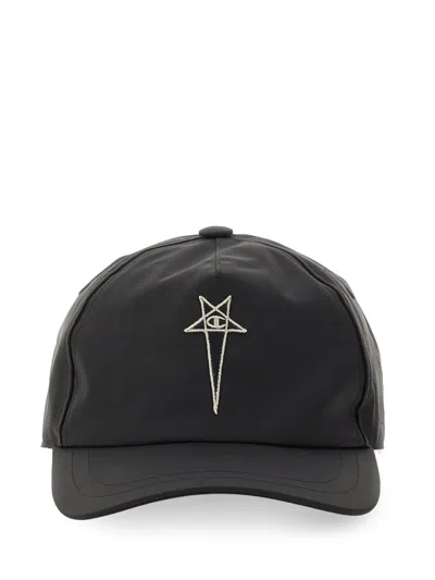 Rick Owens X Champion Black Baseball Cap In Nylon