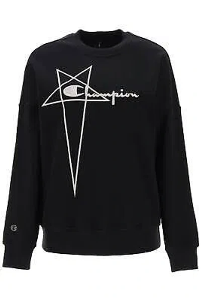 Pre-owned Rick Owens X Champion 'champion X ' Crew-neck Sweatshirt With Logo Embroidery In Black