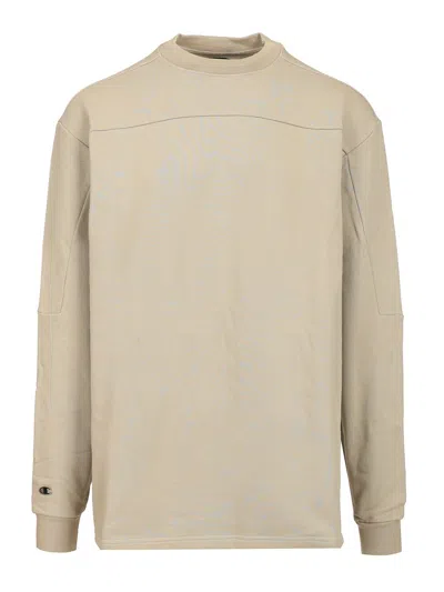 Rick Owens X Champion Cotton Sweatshirt Sweatshirts White In Neutral