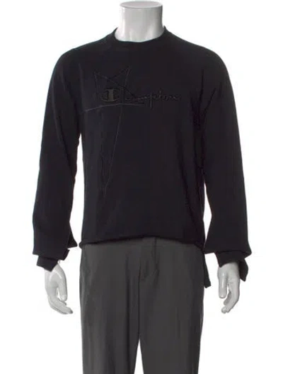 Pre-owned Rick Owens X Champion Crew Neck Long Sleeve Sweatshirt In Black
