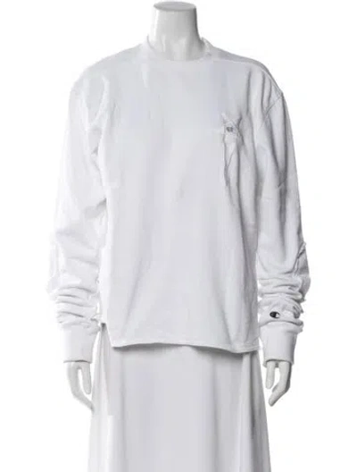 Pre-owned Rick Owens X Champion Crew Neck Long Sleeve Sweatshirt In White