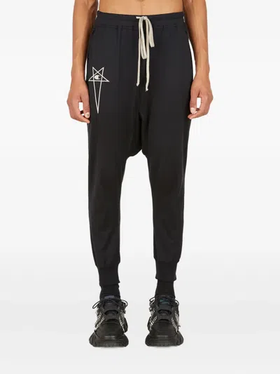 Rick Owens X Champion Dropped-crotch Star-logo Embroidered Trousers In Black
