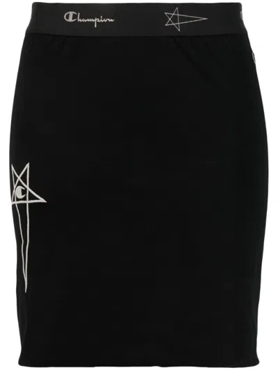 Rick Owens X Champion Elasticated Logo Waistband Skirt In Black