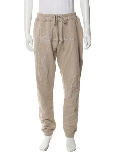 Pre-owned Rick Owens X Champion Embroidered Accent Lounge Bottoms In Neutral