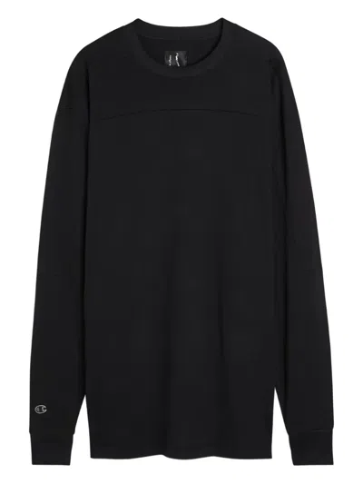 Rick Owens X Champion Girdered Cotton T-shirt In Black