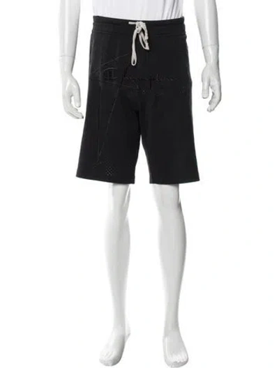 Pre-owned Rick Owens X Champion Graphic Print Jogger Shorts In Black