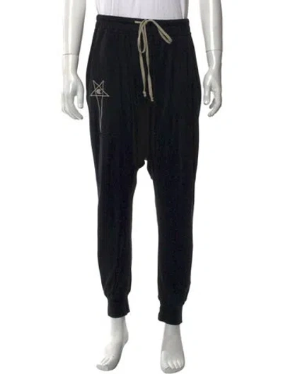Pre-owned Rick Owens X Champion Graphic Print Joggers In Black