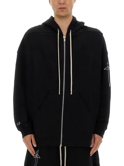 Rick Owens X Champion Jumbo Jason's Hoodie In Black