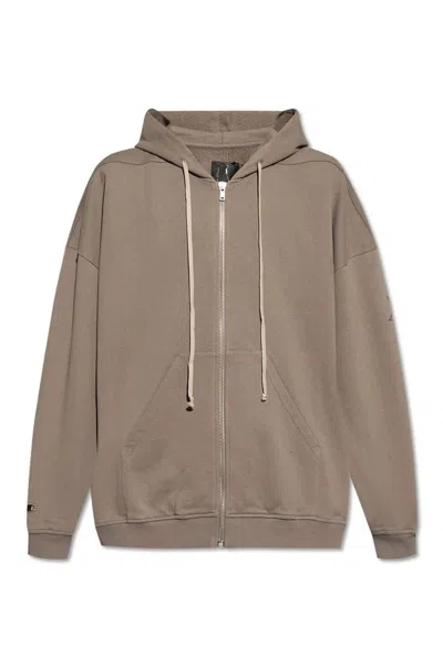 Rick Owens Zip-up Organic Cotton Hood In Brown