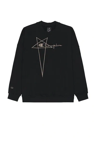 Rick Owens Black Champion Edition Jumbo Sweatshirt In 09 Black