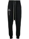 Rick Owens X Champion Logo-embroidered Drop-crotch Track Pants In Black