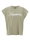 Rick Owens Champion X Owens Crew Neck Graphic Top In Green
