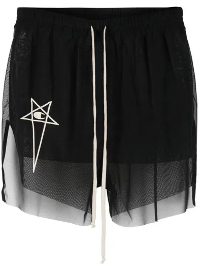 Rick Owens X Champion Logo Shorts In Black