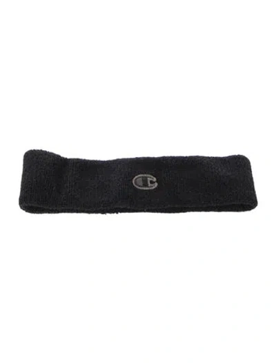 Pre-owned Rick Owens X Champion Logo-embroidered Sweatband In Black