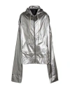 Rick Owens X Champion Man Overcoat & Trench Coat Silver Size L Polyamide In Gray