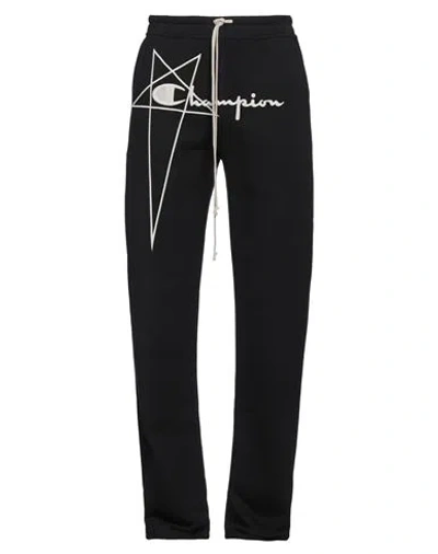 Rick Owens X Champion Logo-embroidered Cotton Track Trousers In Black