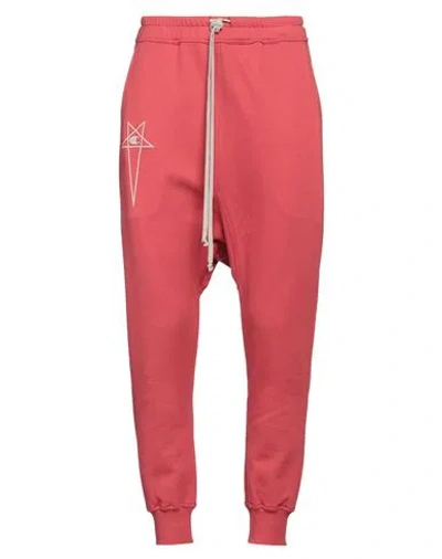 Rick Owens X Champion Man Pants Coral Size L Cotton In Red