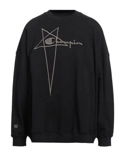 RICK OWENS X CHAMPION RICK OWENS X CHAMPION MAN SWEATSHIRT BLACK SIZE M COTTON, ELASTANE