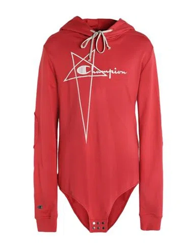 Rick Owens X Champion Man Sweatshirt Brick Red Size Xxl Cotton In Red