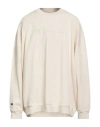 Rick Owens X Champion Man Sweatshirt Ivory Size Xxl Cotton, Elastane In Neutral