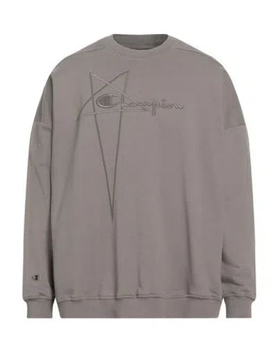 Rick Owens X Champion Man Sweatshirt Taupe Size L Cotton, Elastane In Gray
