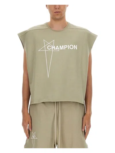 RICK OWENS X CHAMPION MEN'S CROPPED MICRO TATLIN TSHIRT