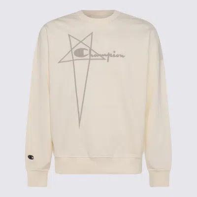 Rick Owens X Champion Milk Cotton Sweatshirt In Beige