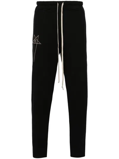 Rick Owens X Champion Motif-embroidered Cotton Track Pants In Black