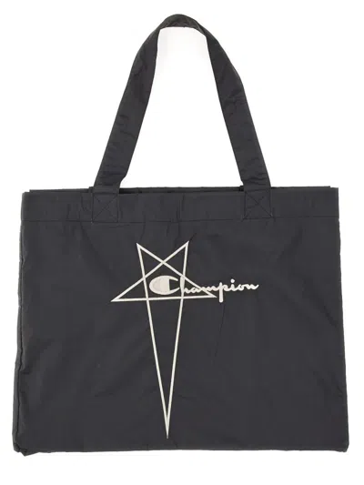 Rick Owens X Champion Nylon Tote Bag In Black