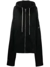 Rick Owens X Champion Oversized Zip-up Hoodie In Black For Women In Black
