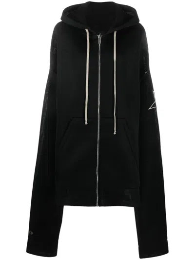 Rick Owens X Champion Oversized Zip-up Hoodie In Black For Women