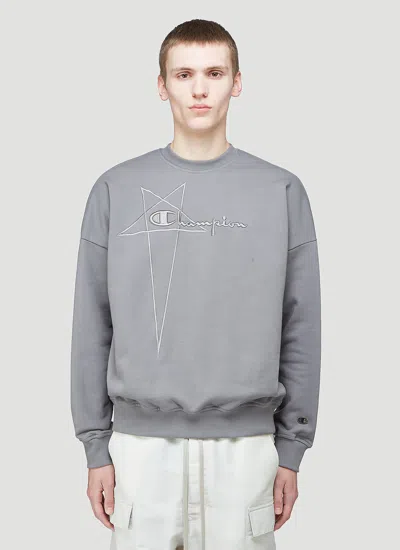 Rick Owens X Champion Pullover Sweatshirt In Gray