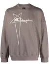 Rick Owens X Champion Relaxed Fit Brown Pullover With Iconic Logo In Brown