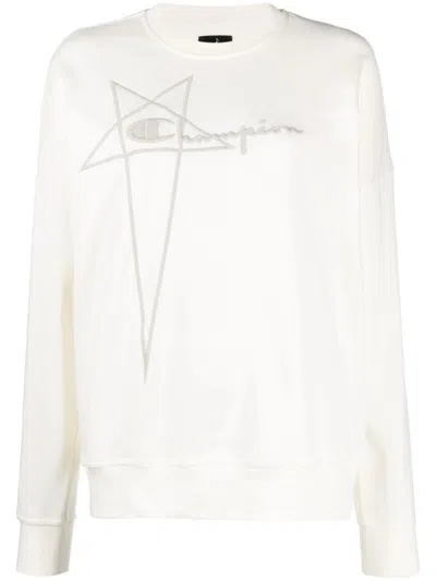 Rick Owens X Champion Relaxed Fit Cotton Pullover In White