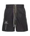 Rick Owens Champion Elastic Waistband Bermuda Shorts With Side Pockets In Black