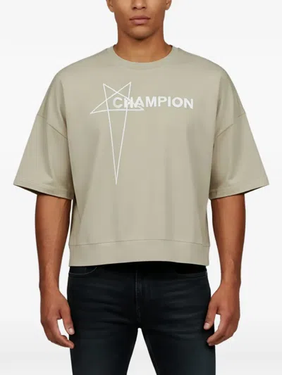 Pre-owned Rick Owens X Champion Tommy Logo-print T-shirt In Neutral