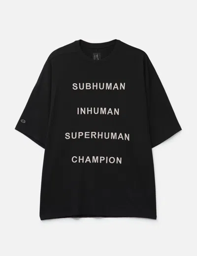 Rick Owens X Champion Tommy T-shirt W Subhuman Inhuman Superhuman In Black