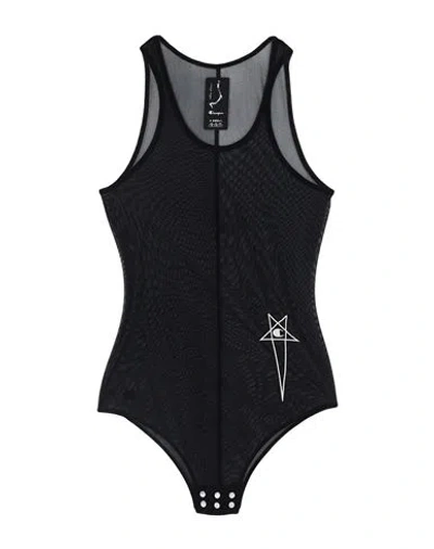 Rick Owens X Champion Woman Bodysuit Black Size M Polyamide, Elastane