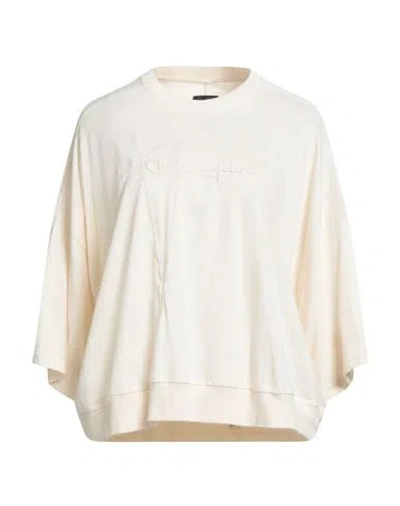 Rick Owens X Champion Woman T-shirt Cream Size M Cotton In White
