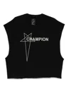 Rick Owens X Champion Cropped Micro Tatlin T-shirt In Black