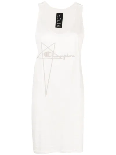 Rick Owens X Champion X Rick Owens Cotton Tank Dress In Weiss