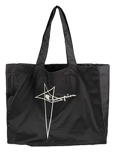 Rick Owens X Champions Logo Tote Bag In Black