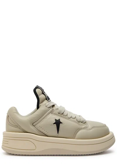 Rick Owens X Converse Drkshdw Padded Leather Sneakers In Neutral