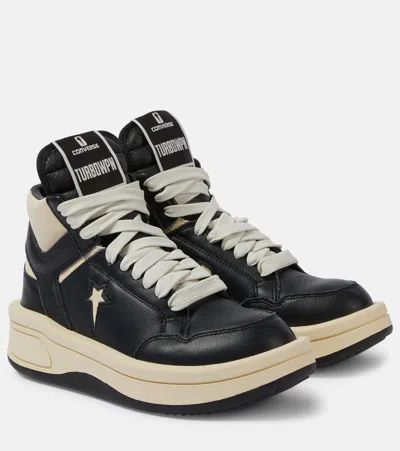 Rick Owens X Converse Turbowpn Leather Platform Sneakers In Black