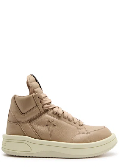 Rick Owens X Converse Turbowpn Panelled Leather Sneakers In Beige